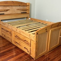 OBO Wood Full Bookcase Bed With Roper Underdresser