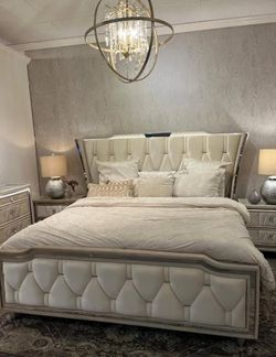 Luxury 5 Pc bedroom sets w/Gold Accent & LED Lights Starting from $699.00