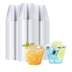 BYSNOW 300 Pack 9 oz Clear Disposable Plastic Cups, Clear Plastic Cups Tumblers Cocktail Glasses, Disposable For Holiday, Wedding, Party