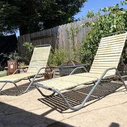 2 Metal Frame Adjustable Lawn Chairs