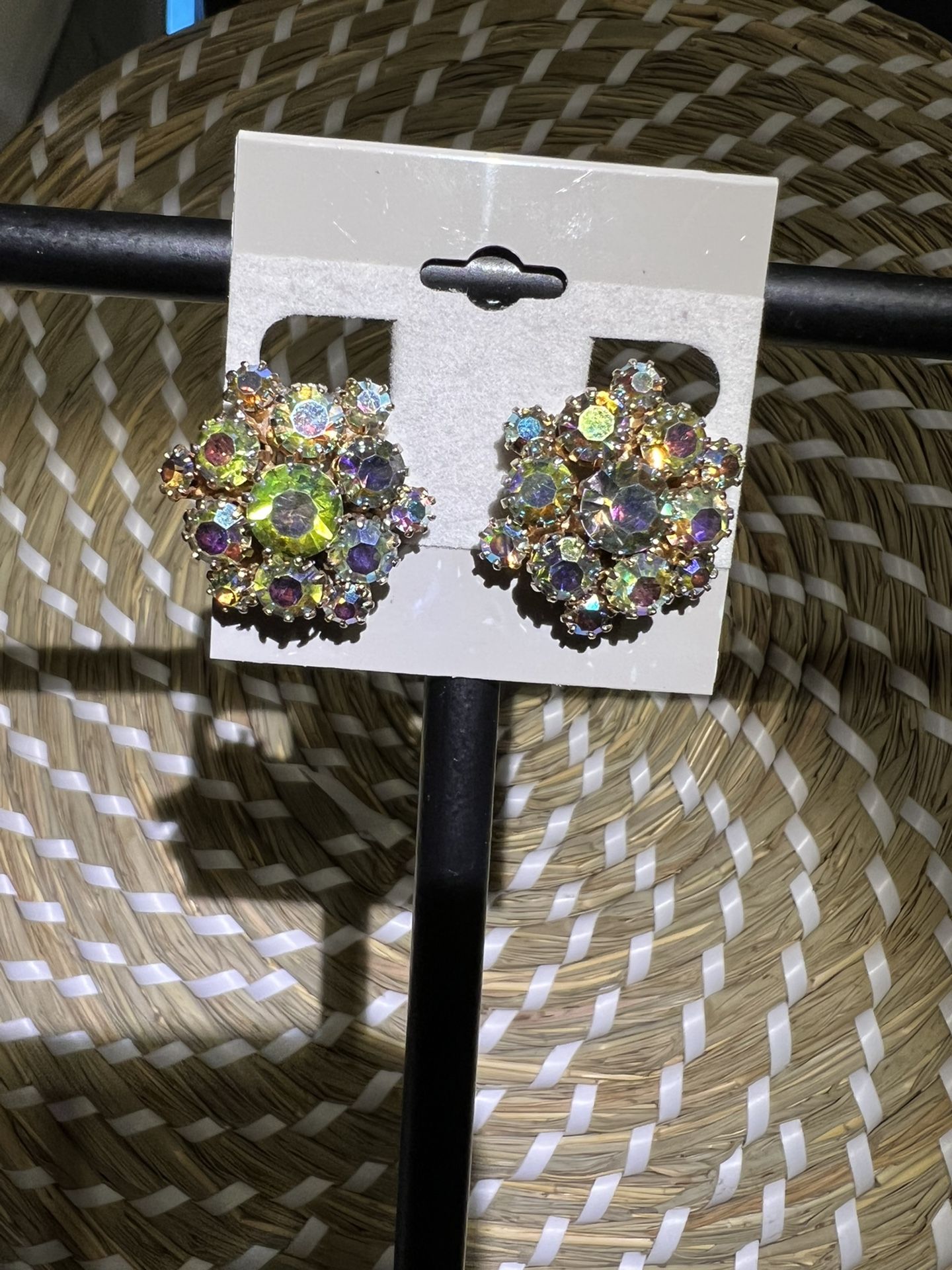 Vintage Aurora Borealis Clip-On Earrings