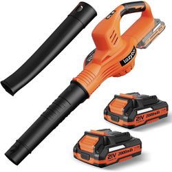 Leaf Blower Cordless with 2 Batteries and Charger, 150MPH Handheld Electric Cordless Leaf Blower with 2 Speed Mode, 2.0Ah Battery Powered Leaf Blowers