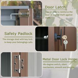 6x4 FT Waterproof Outdoor Shed: Metal Structure, Double Door, for Backyard Bike & Tool Storage