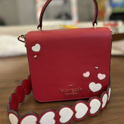 Kate Spade Red Staci Sweetheart Square Crossbody Bag 