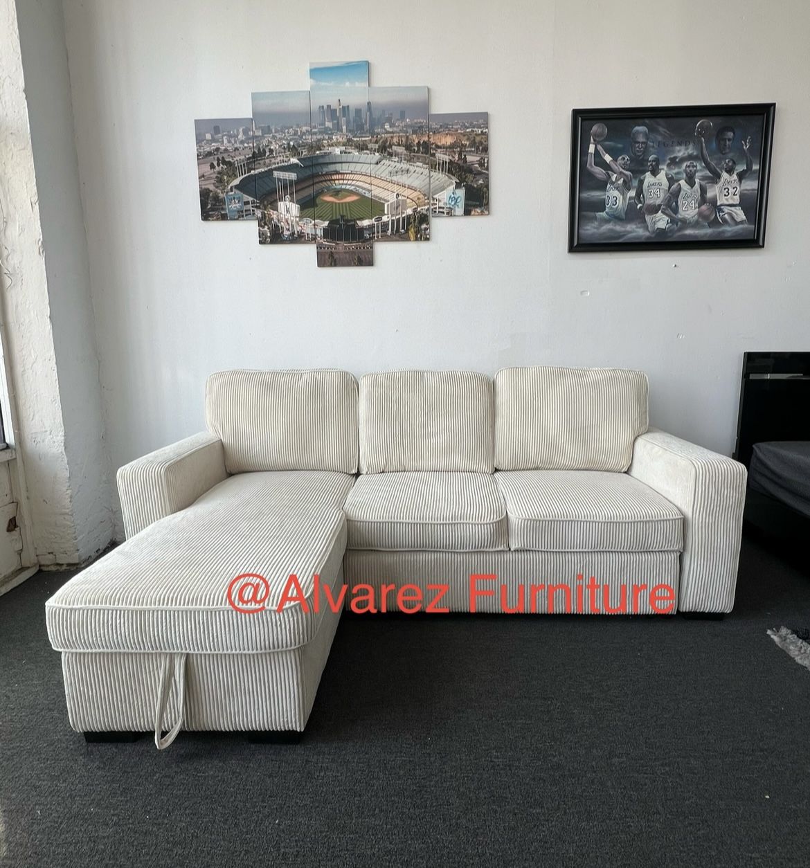 Corduroy Sectional Sleeper With Storage