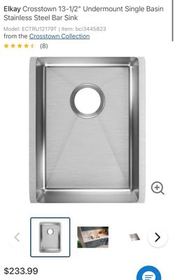 Quantity 2 Elkay Crosstown Stainless Steel Undermount Bar Sink