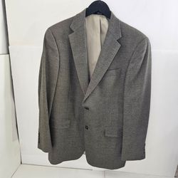 Hart Schaffner Marx Blazer Jacket 40R Grey 2 Button Sport Coat Union Made USA