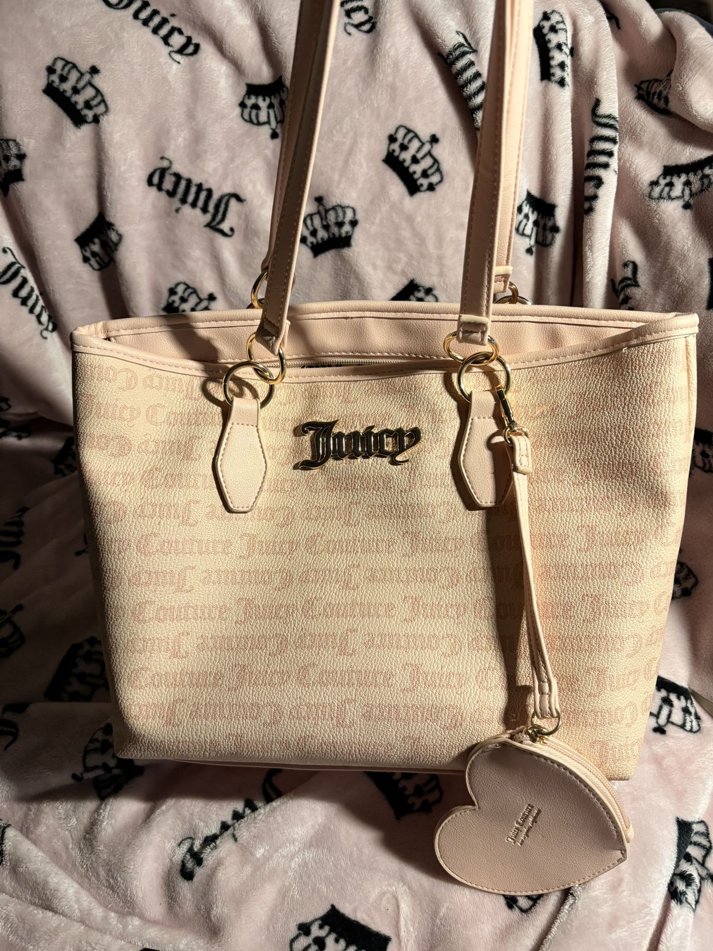 Juicy Couture Pink Tote bag with heart coin purse 