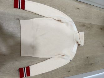 Moncler Cream Ribbed Knit Turtleneck Sweater
