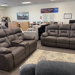 🛋️ 2 Pc Dark Gray Sofa & Loveseat Set – $1399 Comfort Combo!