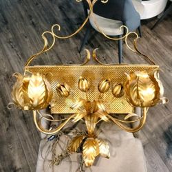 vintage 1970's gold gilt wall mounted Light planter Box