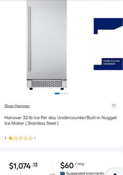Hanover 32-lb Ice Per day Undercounter/Built-in Nugget Ice Maker Stainless Steel - number 15’’ Industrial freestanding or built-in Ice Maker