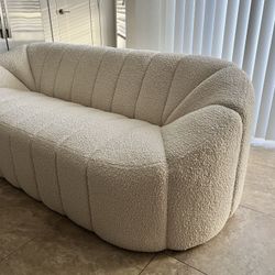 Osmash White Boucle Sofa