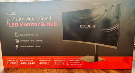 CODi 34" Ultrawide Curved LED Monitor & Hub