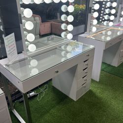 Makeup Vanity and LED Mirror with Bluetooth Speaker 