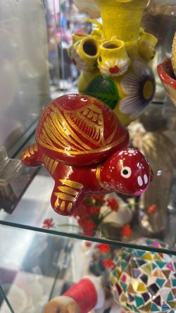 Hand-Painted Ceramic Turtle Figurine