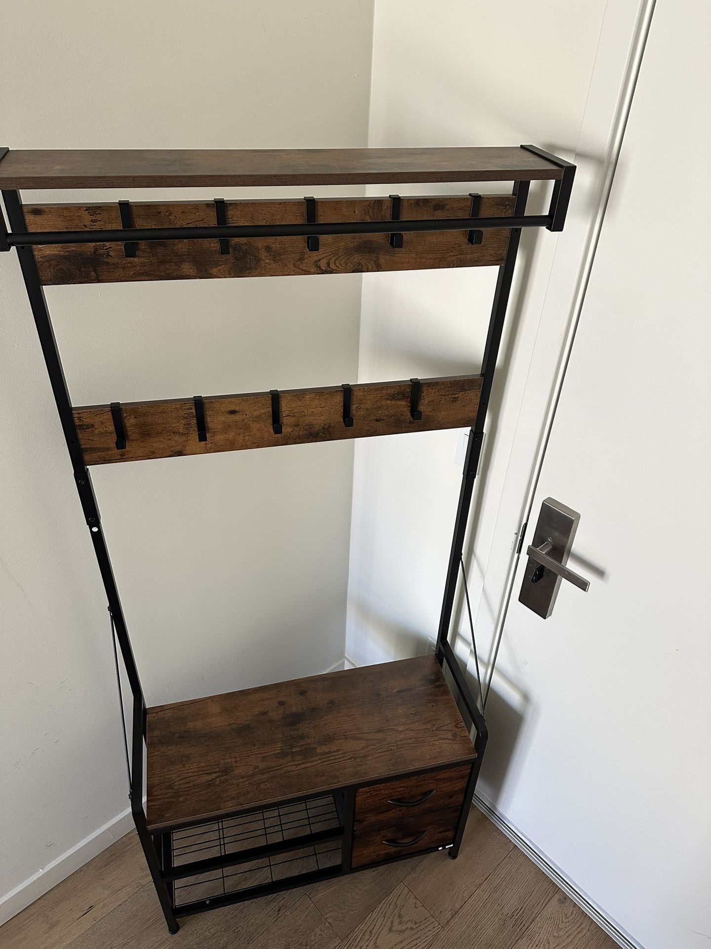 Entryway Bench with Coat/ Shoe Rack