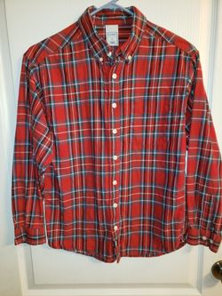 OLD NAVY RED PLAID LONG SLEEVE SHIRT XL KIDS OR ADULT SMALL