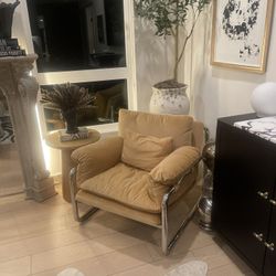 Cb2 Chrome And Velvet Chair 