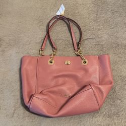 Authentic Coach Pink Mauve Rose Peppled Leather Tote #57107