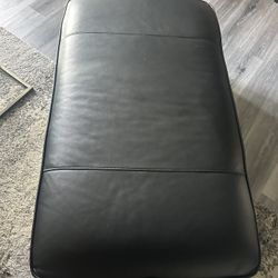 Black Leather Foot Rest Ottoman 