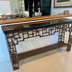 Rare And Exquisite Bamboo Console Table 
