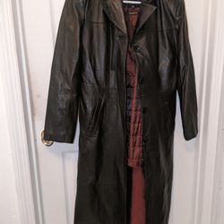 Elegant Leather Long Jacket
