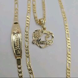 #1 MAMA beautiful Set Chain With TE AMO  Bracelet Gold-plated 