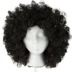 13 Inch Big Curly Wig , Black Wig For Adults, Fluffy Afro Puff Synthetic Wig Hair Lightweight, Comfortable, Versatile Halloween