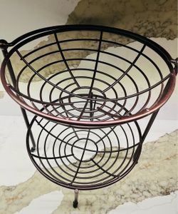 2-Tier Round Metal Wire Fruit Basket Stand