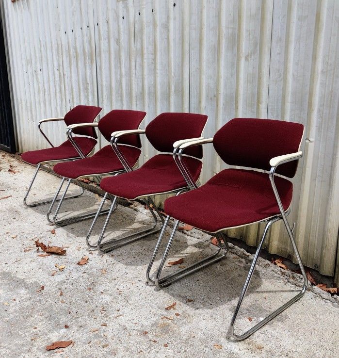 Four Mid Century Acton Stacker Chairs
