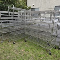 Heavy Duty Commertial Grade Wire Shelving Racks with Rolling Wheels. Pls Read Description for Prices