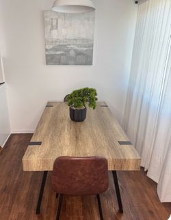 Wood Dining Table with Metal Legs