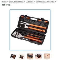 Wooden Handle Grill Set