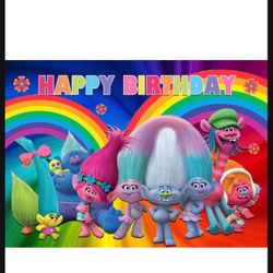 Trolls Birthday Banner