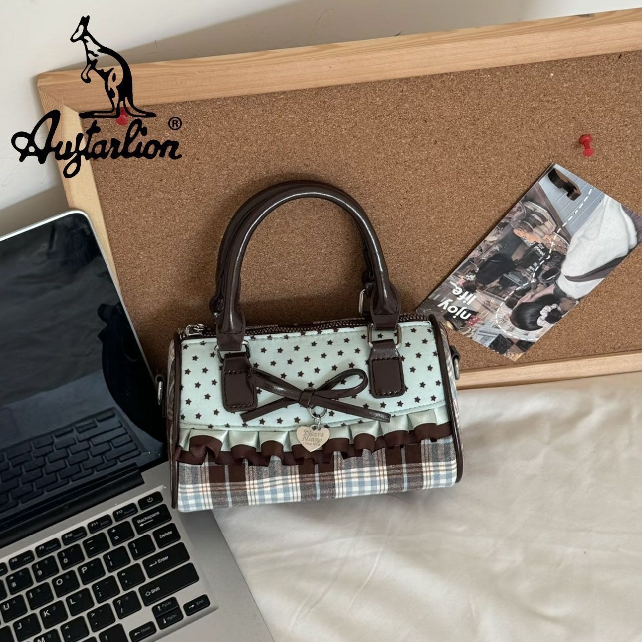 Korean version of foreign style one-shoulder handbag women‘s high-end lace bow niche versatile cross-body bag