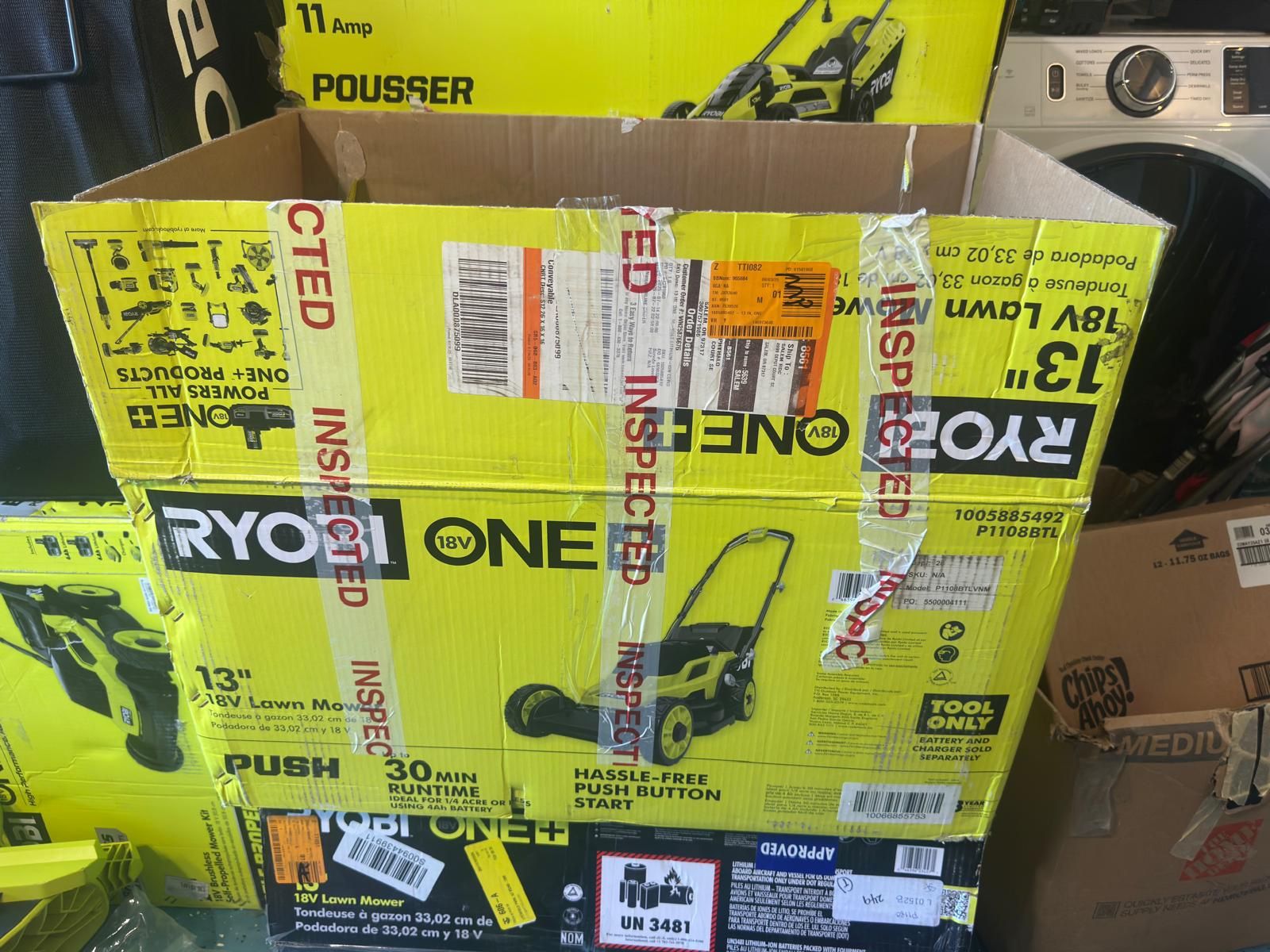 RYOBI ONE+ 18V 13 in. Cordless Battery Walk Behind Push Lawn Mower with 4ah battery and charger