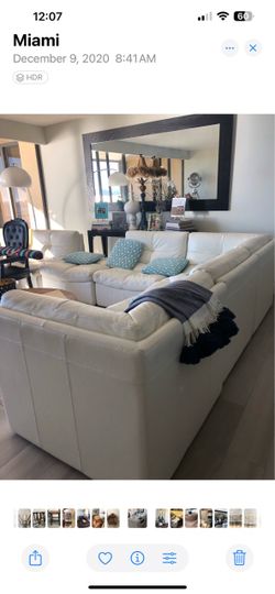 6 Piece Sectional • White Leather