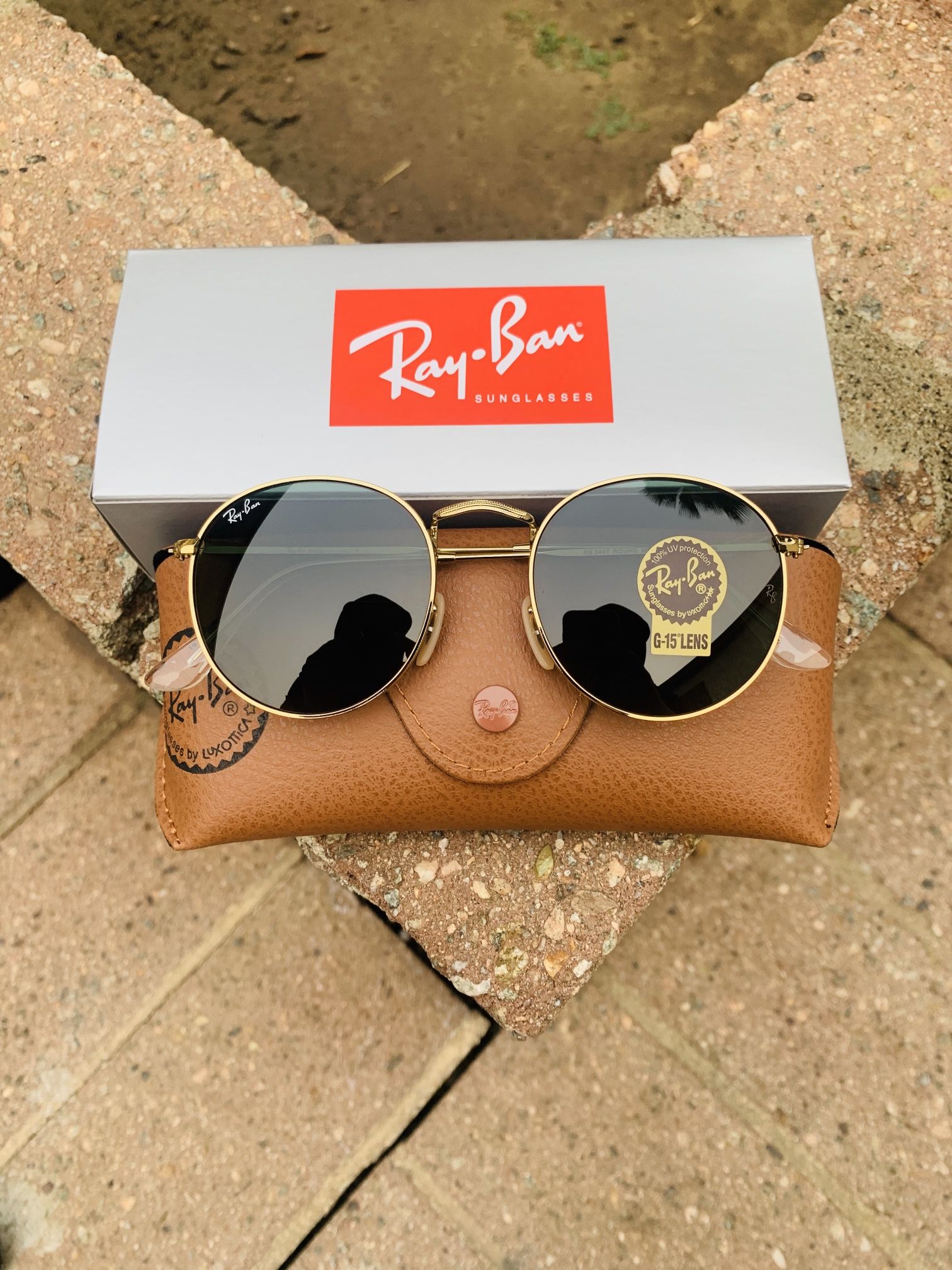 Round Metal 50mm 53mm NEW RayBan Sunglasses with original Ray