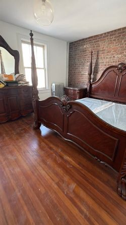 Solid Wood King Bedroom Set - With Marble Tops - Includes Box Spring