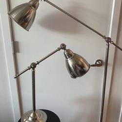 Matching Adjustable Desk And Standing Lamps - Silver, Chrome - IKEA: BAROMETER