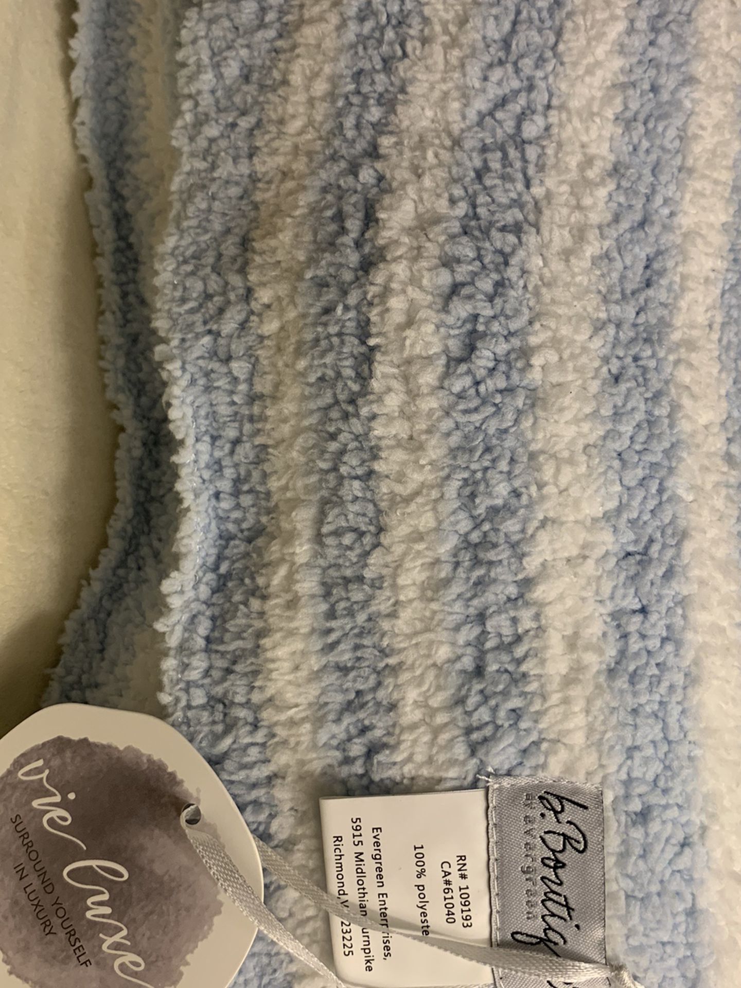 B. Boutique Luxe Chenille Cozy Blanket, Blue