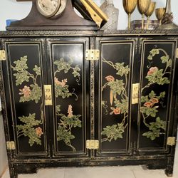 Beautiful Antique Cabinet Filled With Antique China 