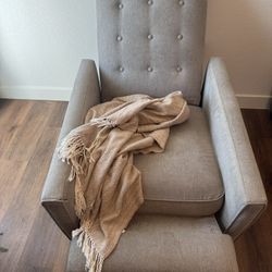 Grey Chair with Pushback Recliner Footrest 