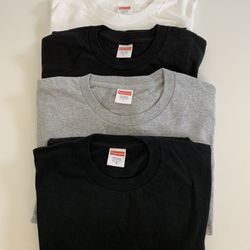 Supreme T-Shirt Blank Black, White, Grey short Sleeves Size L Large BOX LOGO 