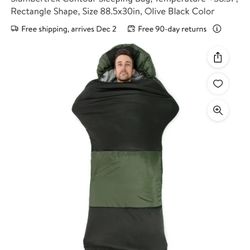 Slumbertrek Contour Sleeping Bag, Temperature +38.5F, Rectangle Shape, Size 88.5x30in, Olive Black Color