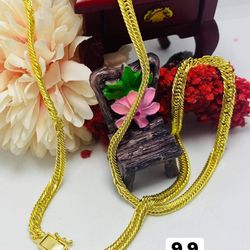 18k REAL PURE SOLID SAUDI GOLD CHAIN 9.9g 22"