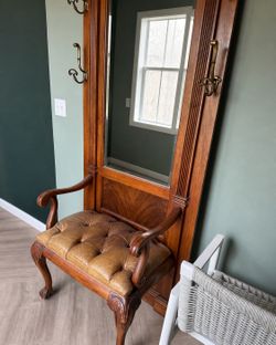 Tufted coat rack and chair