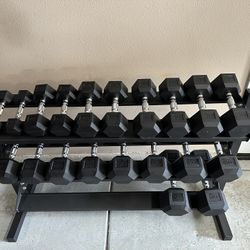 5-50lbs Dumbbells w/Rack 