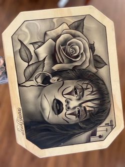 Selena pen Drawing on Wood